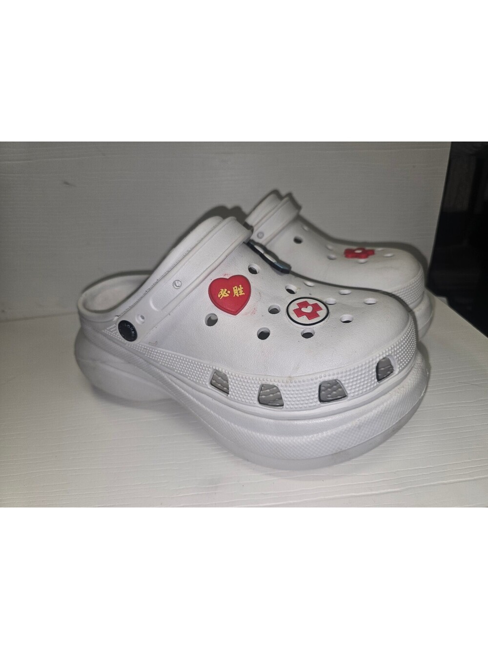 Wild Diva Lounge Womens Size 10 White Platform Clogs Slip On Sandals Shoe Charms